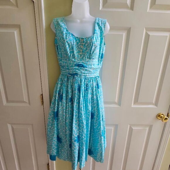 American Vintage Dresses & Skirts - Vintage Anne Fogarty 50's Blue & White Floral Midi Dress